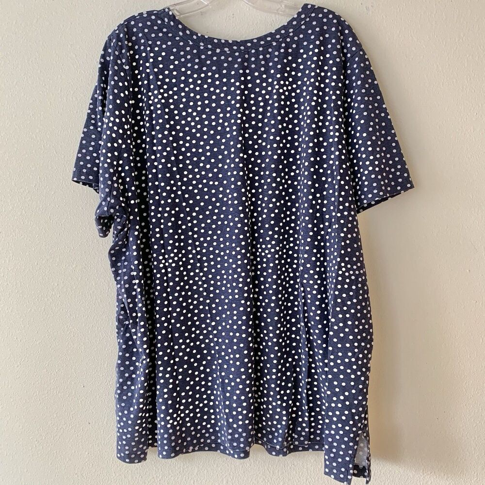 Woman Within Short Sleeve Cotton V-neck T-shirts Lot Of 3 Blue White Patterns 4X - Picture 12 of 16